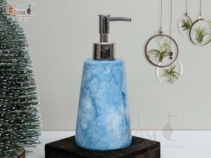 Bình đựng dầu gội, sữa tắm dáng vát cao men đá màu xanh thiên thanh, 350ml