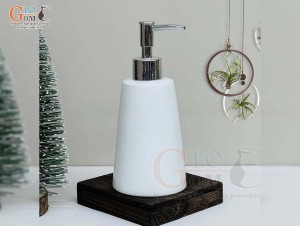 Bình đựng dầu gội, sữa tắm dáng vát cao men trắng, 350ml