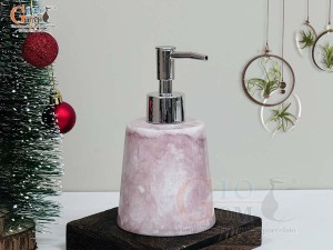Bình đựng dầu gội, sữa tắm dáng vát thấp men đá màu hồng đất, 250ml
