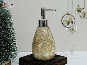 Bình đựng dầu gội, sữa tắm dáng thon men đá màu nâu đất, 300ml