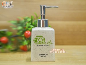 Bình đựng dầu gội men mát, vòi nhựa, in logo 350ml