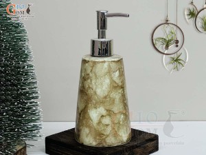 Bình đựng dầu gội, sữa tắm dáng vát cao men đá màu nâu đất, 350ml