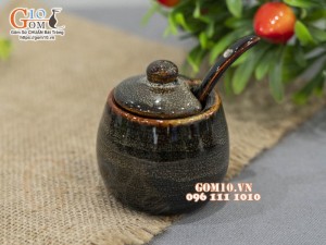 Bình đựng gia vị men hỏa biến ( kèm thìa )