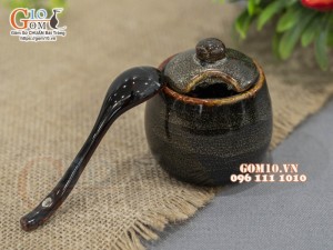Bình đựng gia vị men hỏa biến ( kèm thìa )