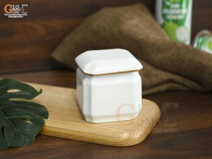 Bình đựng gia vị men trắng kẻ chỉ vàng kim