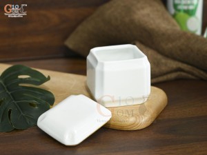 Bình đựng gia vị men trắng kẻ chỉ vàng kim