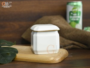 Bình đựng gia vị men trắng kẻ chỉ vàng kim