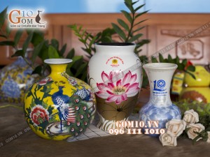 Bình hoa Bát Tràng in logo cao cấp
