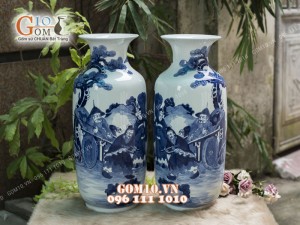 Bình hoa dáng bí men rong cổ, cao 50cm