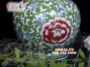 Bình hoa dáng tỏi cổ nền trắng vẽ hoa Phù Dung 26cm