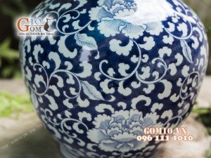 Bình hoa dáng tỏi đại men rong cổ họa tiết Hoa Dây, cao 46cm