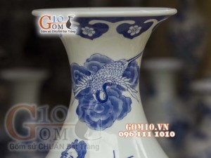 Bình hoa dáng tỳ bà men rong cổ họa tiết bát Tiên,  cao 60cm