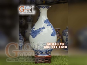 Bình hoa dáng tỳ bà men rong cổ họa tiết bát Tiên,  cao 60cm