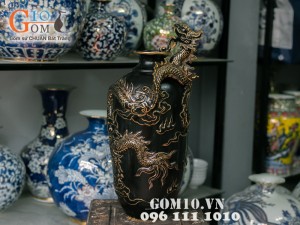 Bình hoa đắp nổi hình rồng 50cm