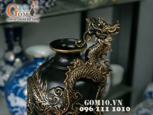 Bình hoa đắp nổi hình rồng 50cm