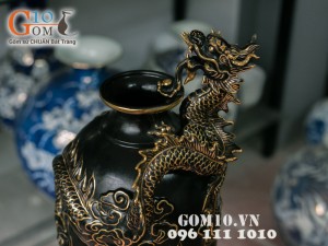 Bình hoa đắp nổi hình rồng 50cm