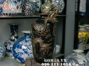 Bình hoa đắp nổi hình rồng 50cm