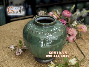 Bình hoa hỏa biến, dáng bình cổ khắc nổi - Cao 39cm