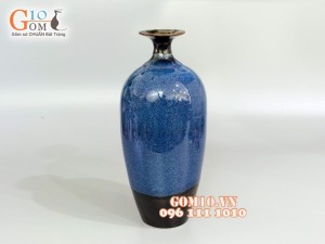 Bình hoa miệng nhỏ men đơn sắc 34cm
