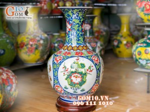 Bình hoa nền trắng dáng tỏi vẽ Tứ Cảnh 55cm