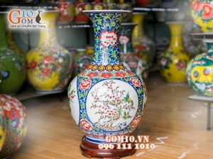 Bình hoa nền trắng dáng tỏi vẽ Tứ Cảnh 55cm