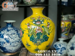 Bình hoa vẽ công đào vàng 40cm