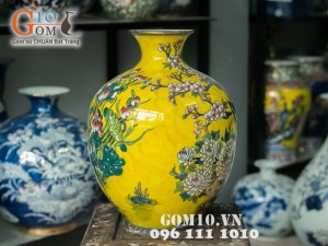 Bình hoa vẽ công đào vàng 40cm