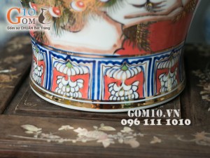 Bình hoa vẽ công đào vàng kim 40cm