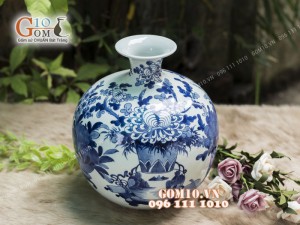 Bình hút  tài lộc men rong cổ họa tiết Cổ Đồ, cao 35cm