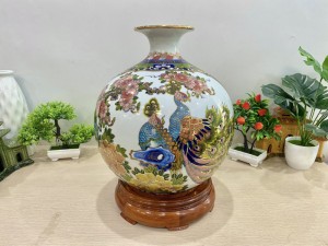 Bình hút lộc Công Thành Danh Toại - Thuận Buồm Xuôi Gió vẽ vàng 24K, cao 35cm