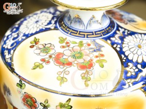 Bình hút lộc dáng cao men màu nhị cảnh Thuận Buồm Xuôi Gió - Công Đào vẽ vàng 24k, cao 28cm