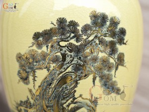 Bình hút lộc dáng no đủ họa tiết Mã Đáo Thành Công vẽ vàng 24k, cao 40cm