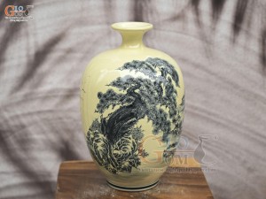 Bình hút lộc dáng no đủ họa tiết Sơn Thủy Hữu Tình, cao 32cm