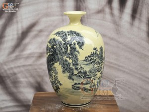 Bình hút lộc dáng no đủ họa tiết Sơn Thủy Hữu Tình, cao 32cm