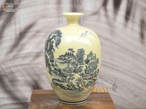 Bình hút lộc dáng no đủ họa tiết Sơn Thủy Hữu Tình, cao 32cm