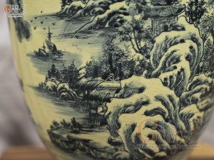 Bình hút lộc dáng no đủ họa tiết Sơn Thủy Hữu Tình, cao 32cm