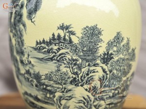 Bình hút lộc dáng no đủ họa tiết Sơn Thủy Hữu Tình, cao 32cm