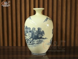 Bình hút lộc dáng no đủ men hoàng tộc họa tiết Mã Đáo Thành Công, cao 32cm