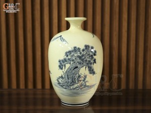 Bình hút lộc dáng no đủ men hoàng tộc họa tiết Mã Đáo Thành Công, cao 32cm