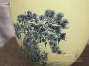 Bình hút lộc dáng no đủ men hoàng tộc họa tiết Mã Đáo Thành Công, cao 40cm