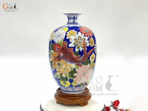 Bình hút lộc dáng no đủ men màu họa tiết Vạn Sự Như Ý, cao 30cm