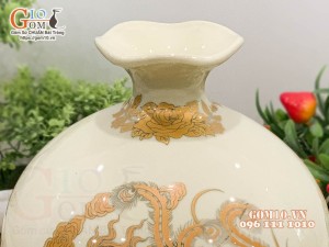 Bình hút lộc họa tiết rồng vàng kim Phúc Lộc Thọ, cao 16cm
