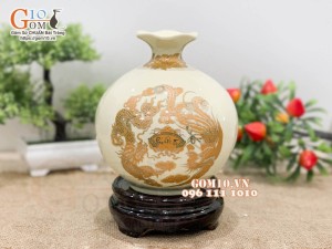 Bình hút lộc họa tiết rồng vàng kim Phúc Lộc Thọ, cao 16cm