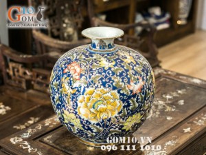 Bình hút lộc hoa vàng kim vẽ kĩ 38cm