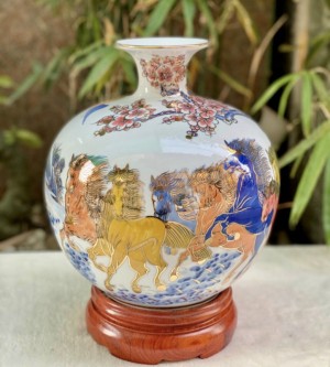 Bình hút lộc mã đáo thành công - vẽ vàng 24K , cao 33cm