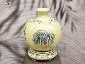 Bình hút lộc men cổ họa tiết Công Danh Phú Quý, cao 30cm (cả đế)