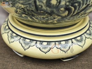 Bình hút lộc men cổ họa tiết Công Danh Phú Quý, cao 30cm (cả đế)