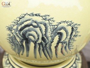 Bình hút lộc men cổ họa tiết Công Danh Phú Quý, cao 30cm (cả đế)