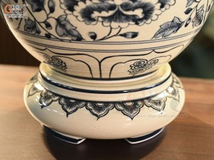 Bình hút lộc men hoàng tộc họa tiết hoa phù dung, cao 30cm (cả đế)