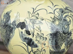 Bình hút lộc men cổ họa tiết Liên Niên Hữu Dư, cao 40cm (cả đế)